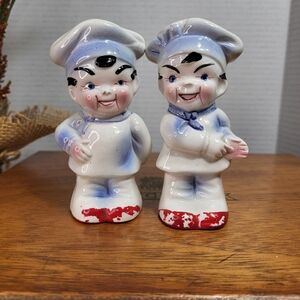 Vintage Ceramic Chefs Salt and Pepper Shakers